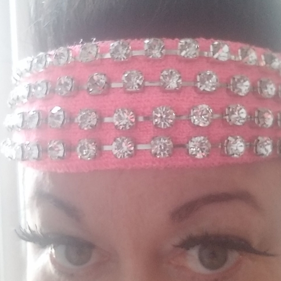 Pink Barbie rhinestone headband main image 3
